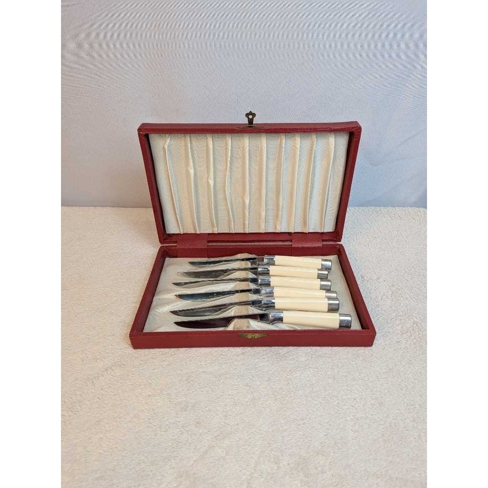 HULL OF MERIDEN Black Forest Steak Knives Set 6pc Solingen Germany Vintage‎